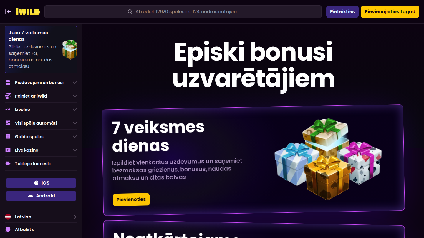 Bonusi un akcijas iWild Casino