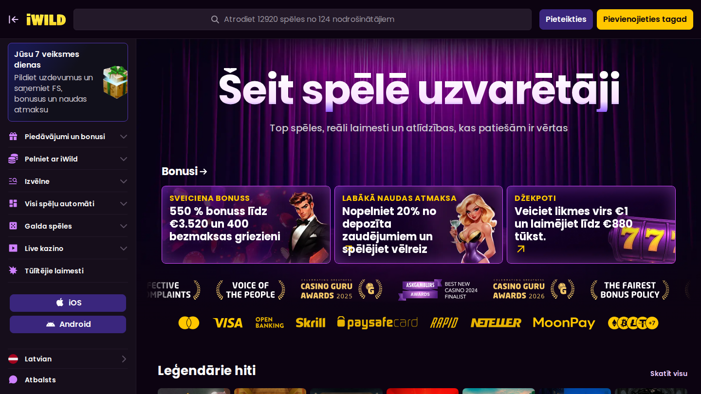 Spēles, bonusi un drošs azarts