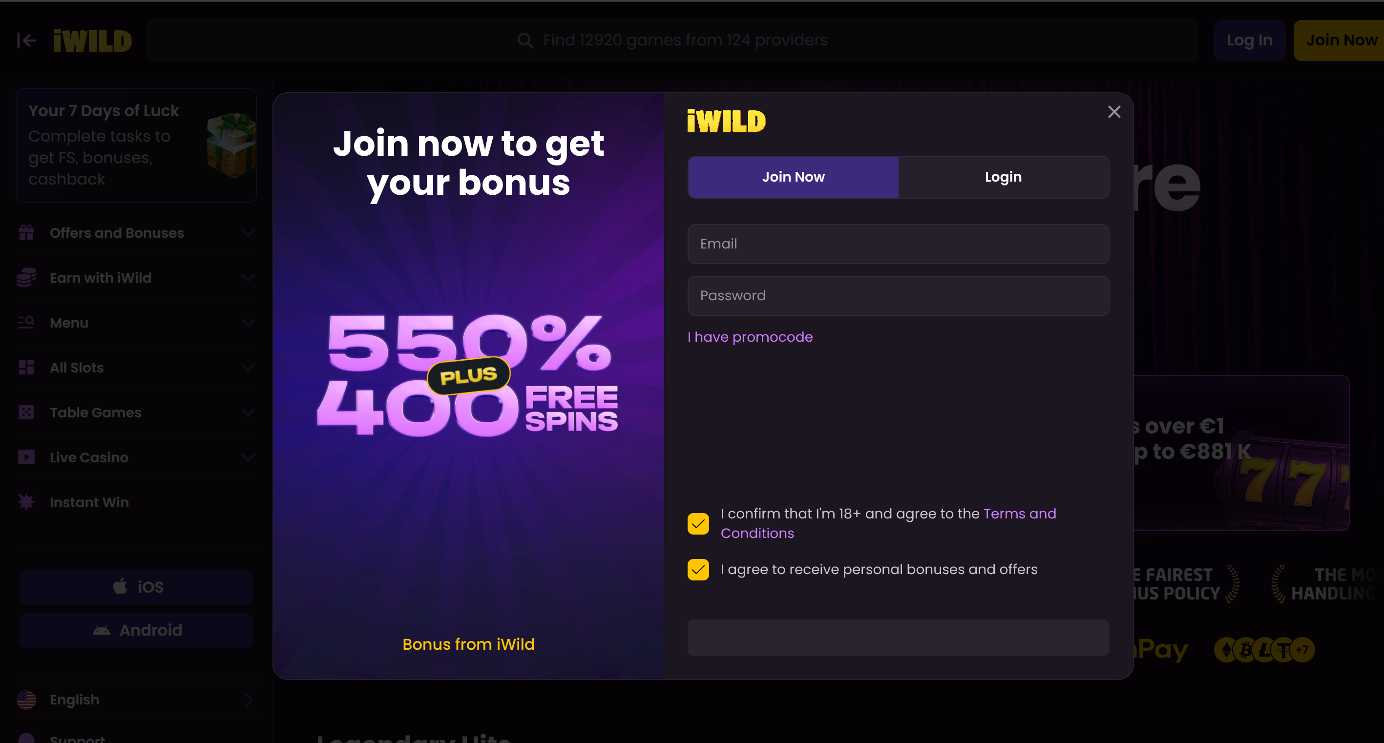 Kā reģistrēties iWild Casino